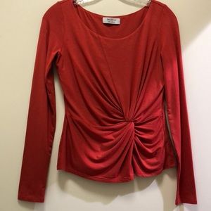 EUC Bailey/44 Red Ruched & knotted Bodice Top